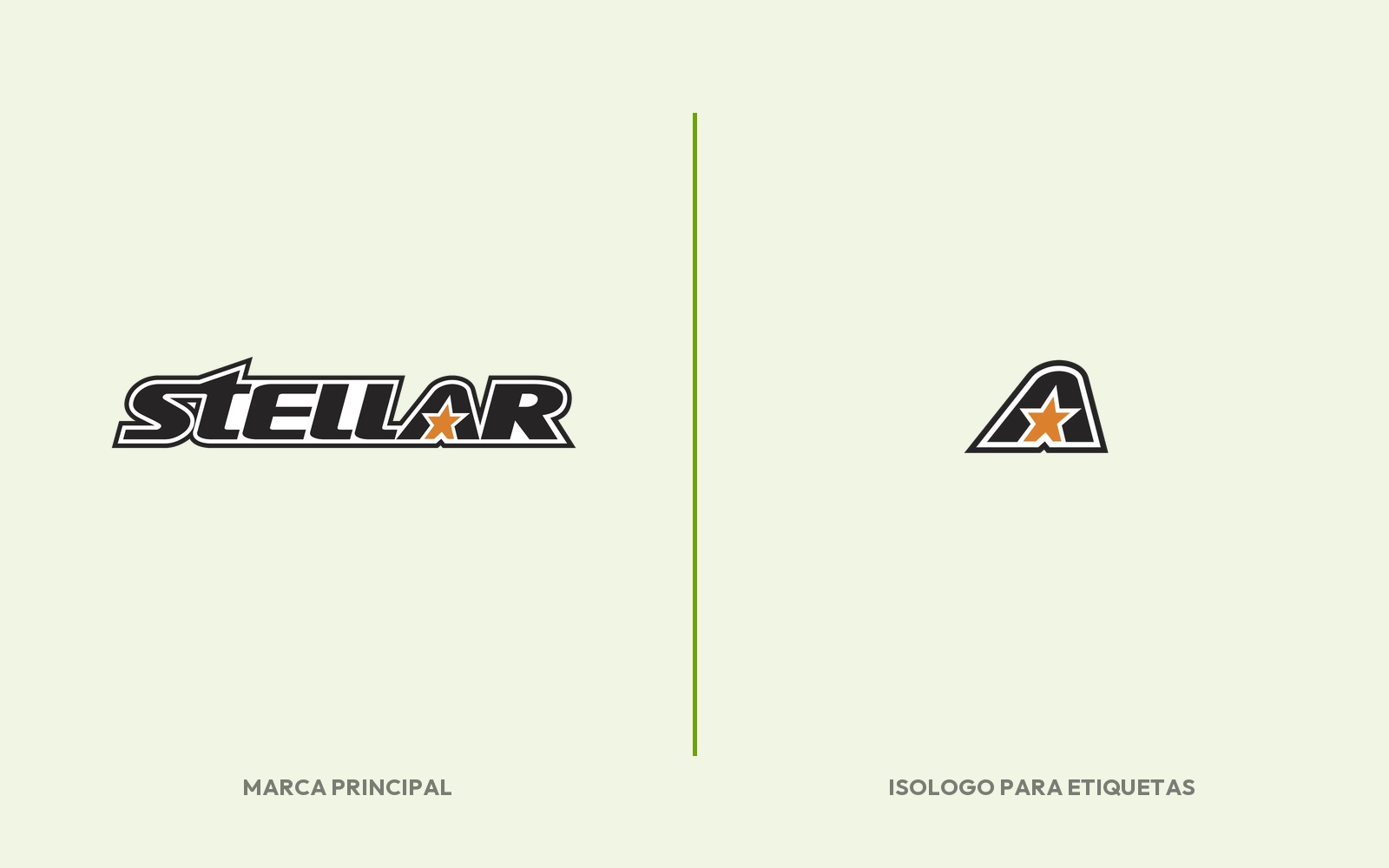 Stellar, marca principal e isologo derivado para etiquetas